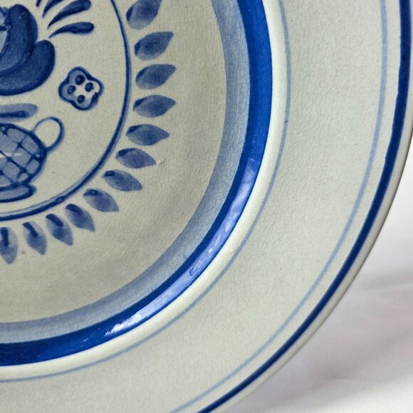 Arabia of Finland Blue Rose Dinner Plate Gray/Blue with Blue Flowers & Bands - Picture 6 of 12